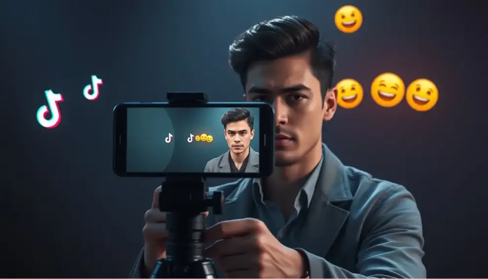 funny tiktok skit with man telling jokes seriously